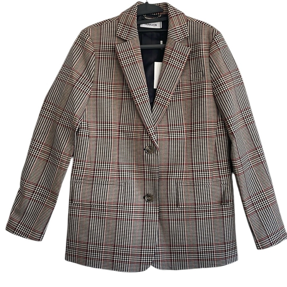 NWT Thakoon Classic Plaid Blazer Women's Size 2 and 4 brown oversized jacket